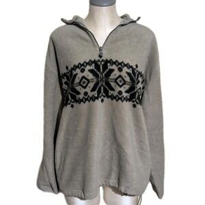 FieldMaster 1/4 Zip Men L Beige Fleece Pullover Aztec Southwestern Sweater